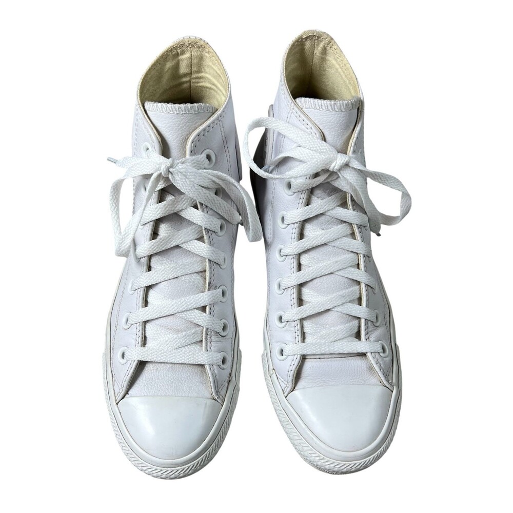 Converse All Star Casual High-Top White Leather Sneaker Women's 7.5 Men's 5.5